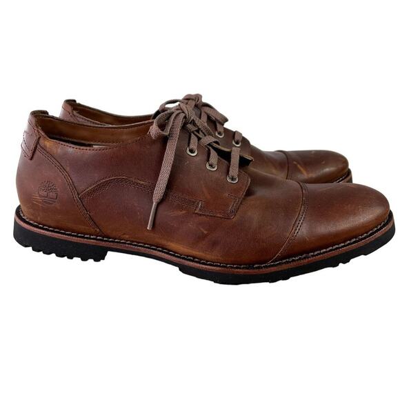 Timberland Shoes Oxford Mens 9.5 US Brown Kendrick Leather Lace Up A1NDI A3119 - Picture 5 of 11